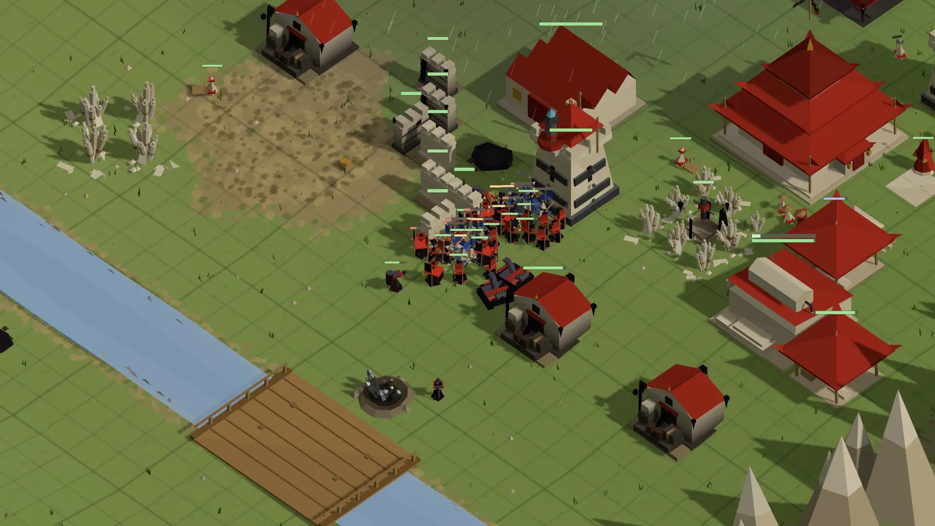 An army attacks a walled enemy base